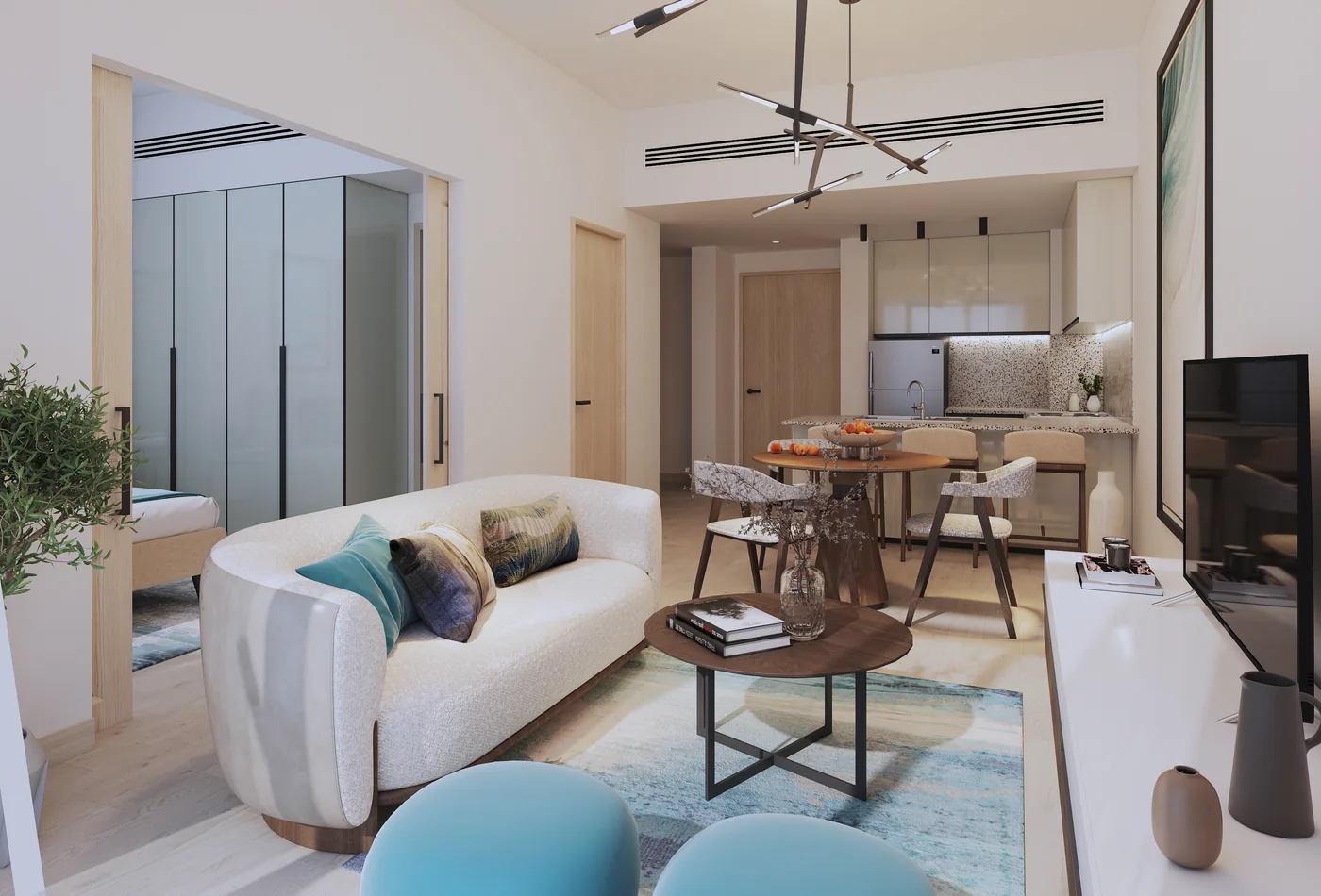 Contemporary apartment lounge interior