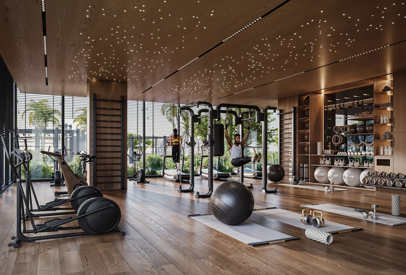 Contemporary indoor fitness facility